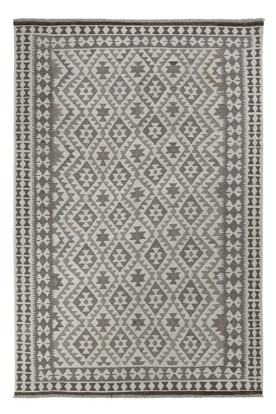 Kilim Maimana Koberec 200x299cm - Vlněný koberec - světle šedá