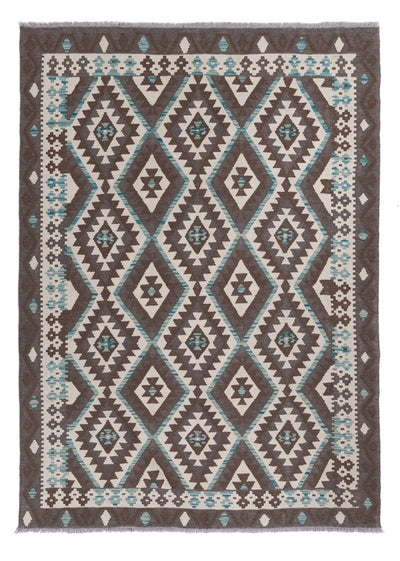 Kilim Maimana Koberec 176x243cm - Vlněný koberec - tmavě šedá
