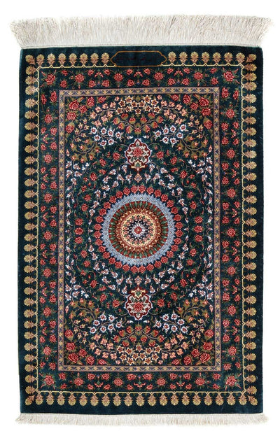 Qom Koberec 60x93cm - Perský koberec - tmavě modrá