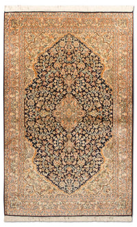Hedvábný koberec - Kašmírské hedvábí - 153 x 93 cm - tmavě modrá – product image