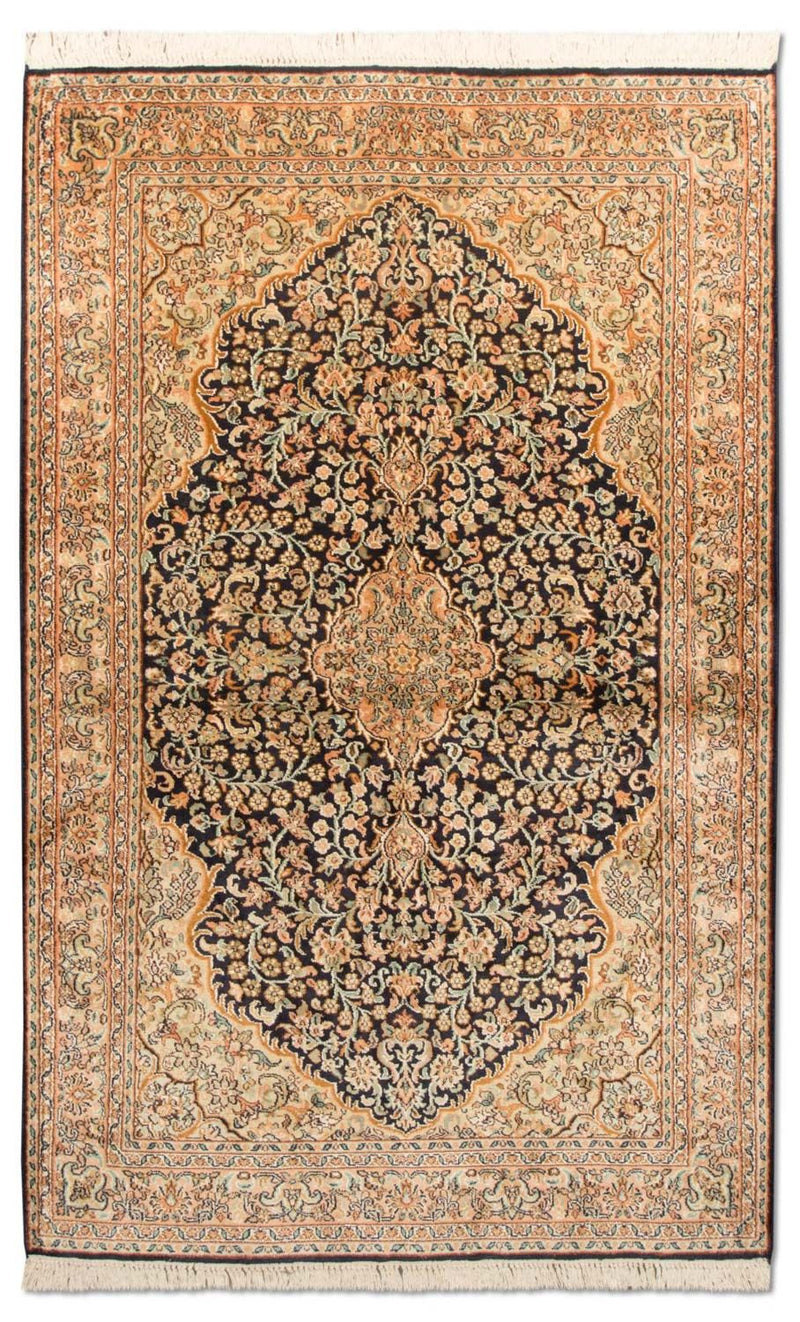 Hedvábný koberec - Kašmírské hedvábí - 153 x 93 cm - tmavě modrá