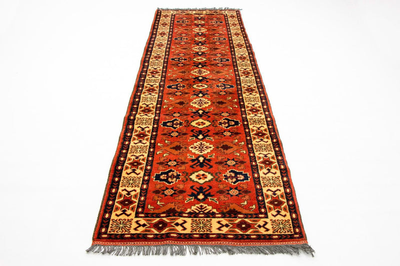 Runner Afghánský koberec - Hatšlu - 305 x 84 cm - oranžová