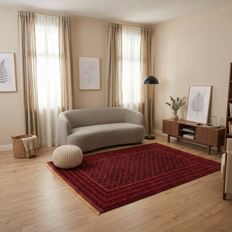 Afghánský kilim Koberec 205x289cm - tmavě červená