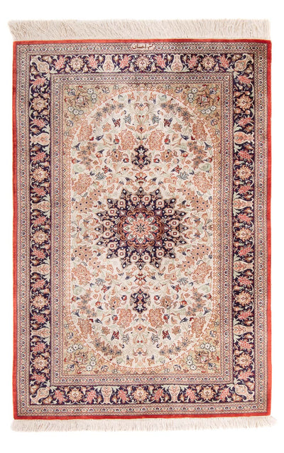 Qom hedvábí Koberec 77x119cm - Perský koberec - béžová