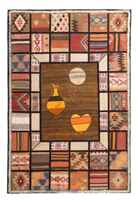 Patchworkový koberec 135x200cm - Perserteppich Wollteppich – product image