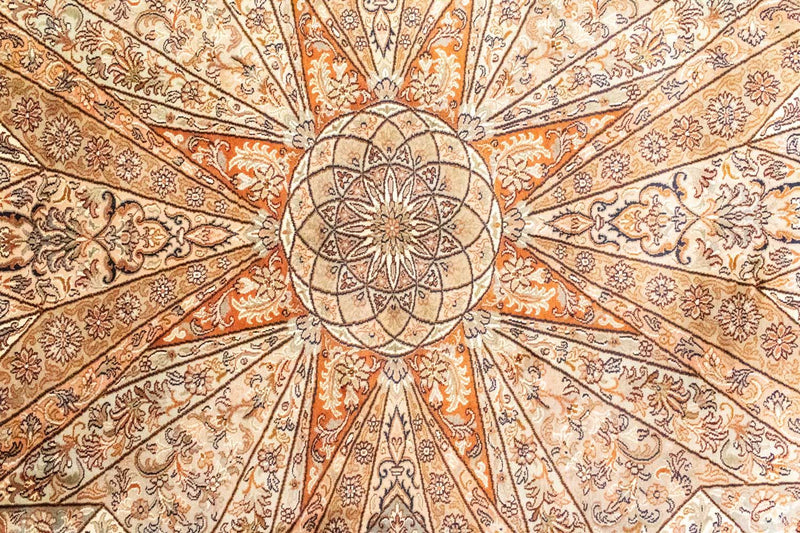 Koberec z kašmírského hedvábí 185x279cm - Orientální koberec - béžová