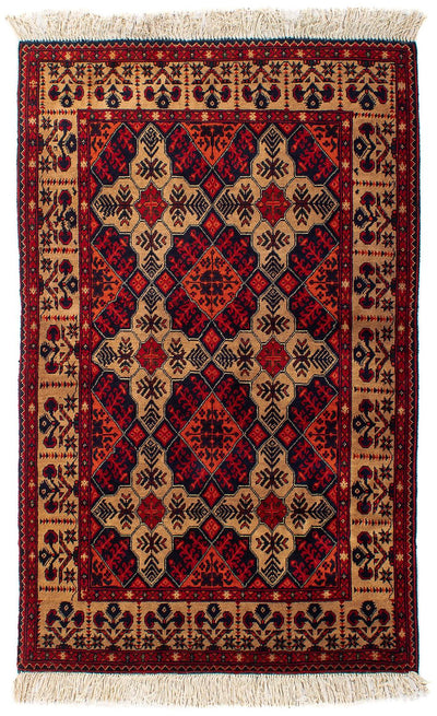 Afghánský koberec 98x144cm - Orientální koberec - tmavě červená