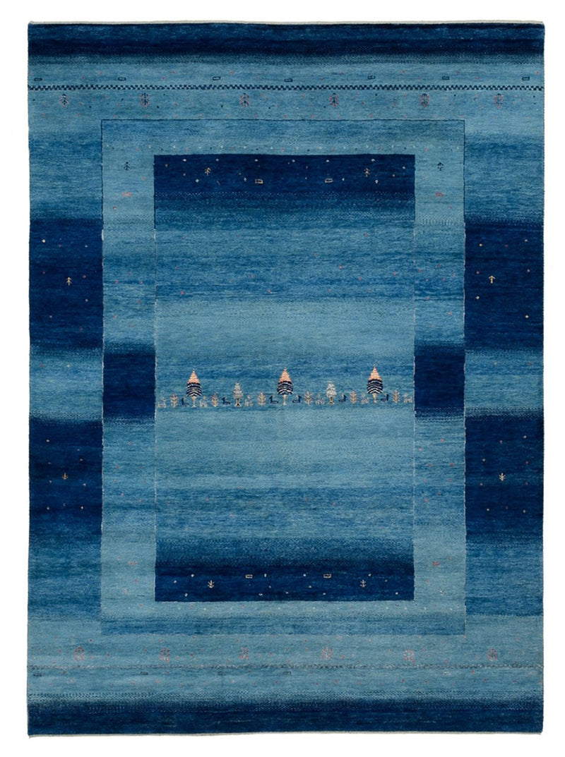Gabbeh koberec - Loribaft Indus - 241 x 175 cm - modrá