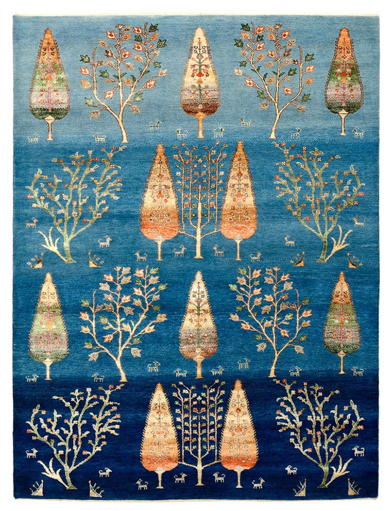 Gabbeh koberec - Loribaft Indus - 203 x 155 cm - mořská modř