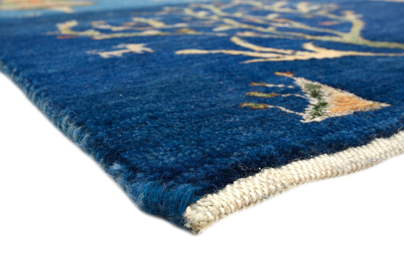 Gabbeh koberec - Loribaft Indus - 203 x 155 cm - mořská modř