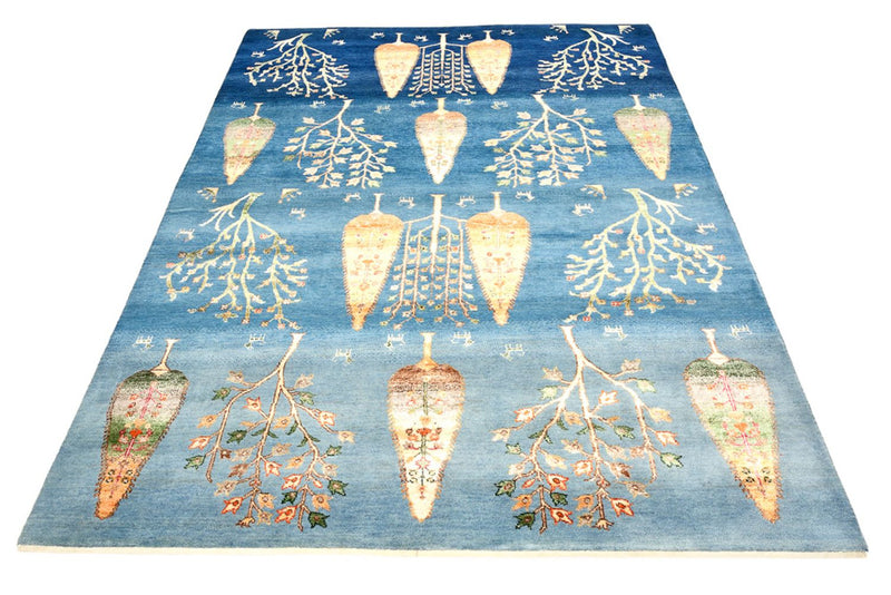 Gabbeh koberec - Loribaft Indus - 203 x 155 cm - mořská modř