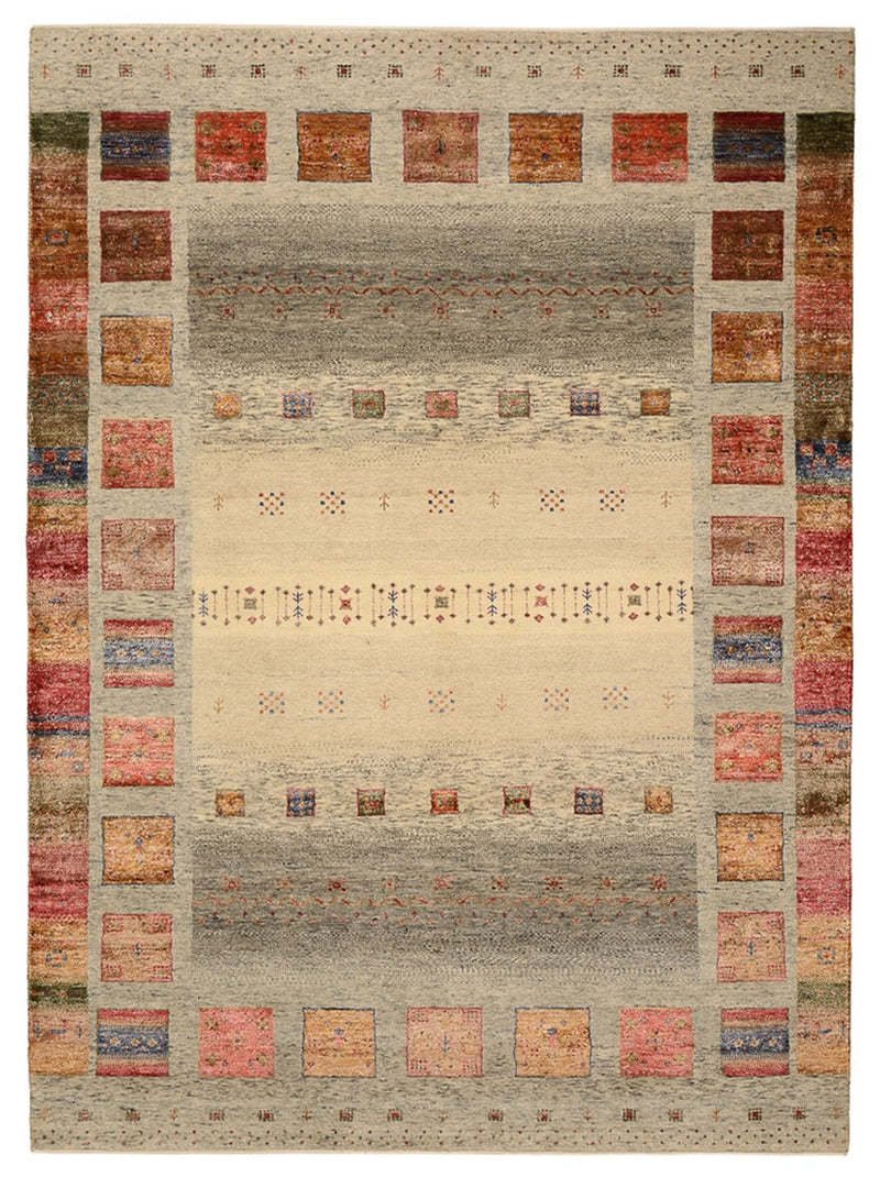 Gabbeh koberec - Loribaft Indus - 242 x 177 cm - tmavě béžová