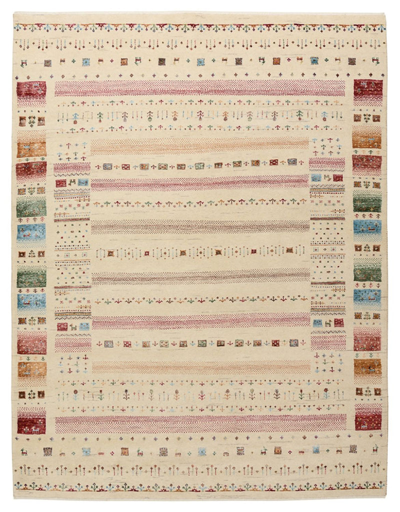 Gabbeh koberec - Loribaft Indus - 201 x 155 cm - světle béžová