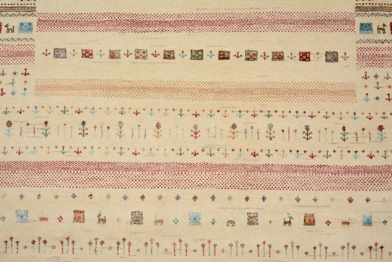 Gabbeh koberec - Loribaft Indus - 201 x 155 cm - světle béžová