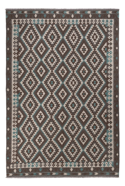 Kilim Maimana Koberec 204x300cm - Vlněný koberec - tmavě šedá