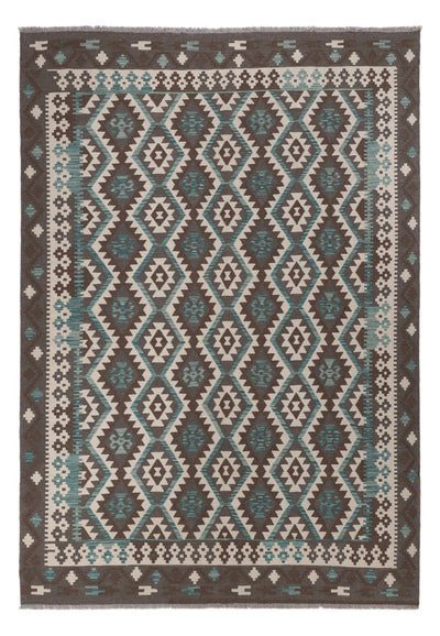 Kilim Maimana Koberec 205x296cm - Vlněný koberec - tmavě šedá