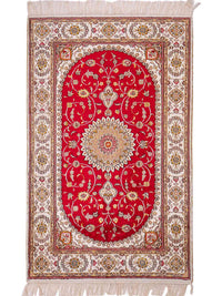 Hedvábný koberec - Čínské hedvábí - 120 x 77 cm - červená – product image