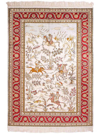 Hedvábný koberec - Čínské hedvábí - 184 x 125 cm - béžová – product image