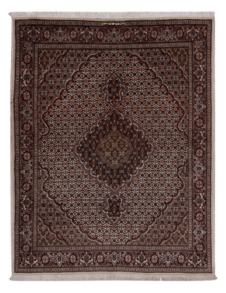 Perský koberec - Tabríz - 203 x 155 cm - tmavě béžová