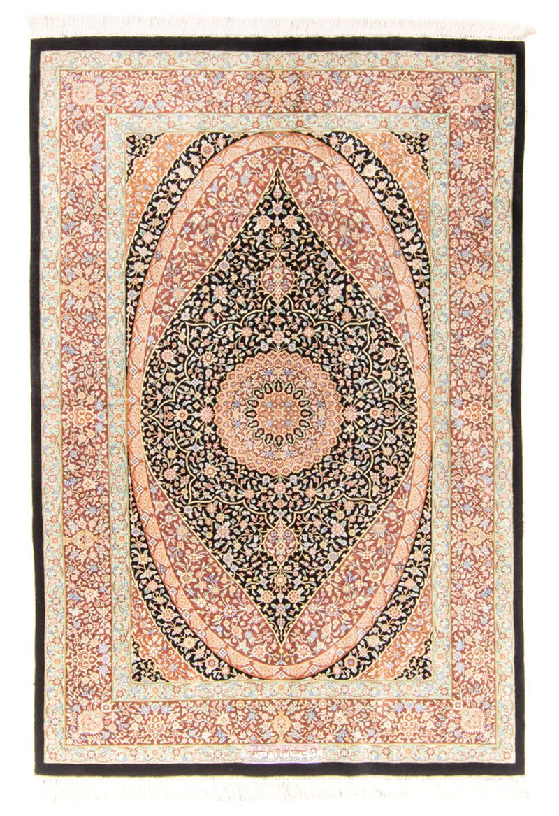 Hedvábný koberec - Ghom Silk - Premium - 154 x 101 cm - tmavě modrá