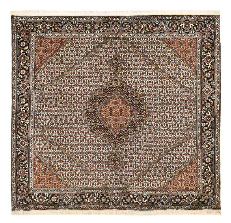 Tabriz - 40 Raj Koberec 200x202cm - Perský koberec - pískový