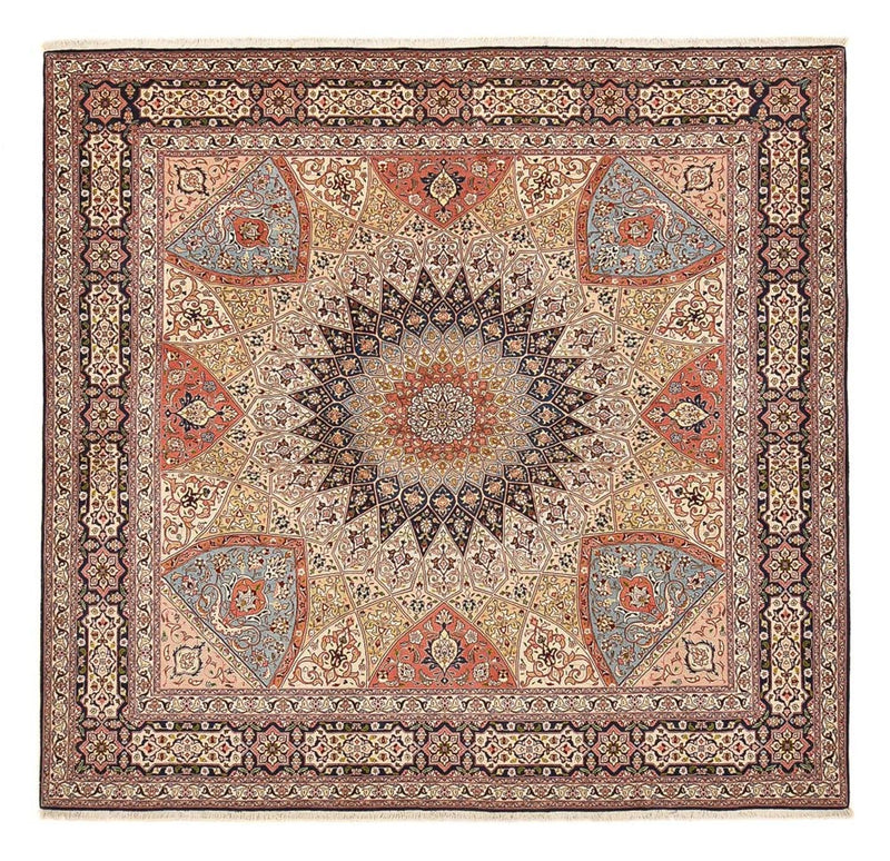 Tabriz - 50 Raj Koberec 248x254cm - Perský koberec - tmavě béžová