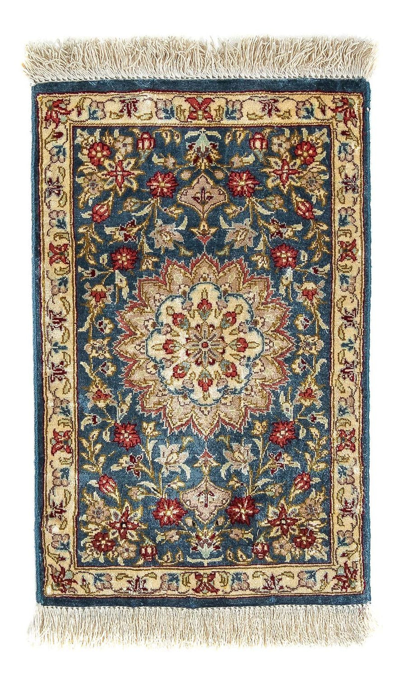 Hedvábný koberec - Ghom Silk - Premium - 44 x 27 cm - tmavě modrá