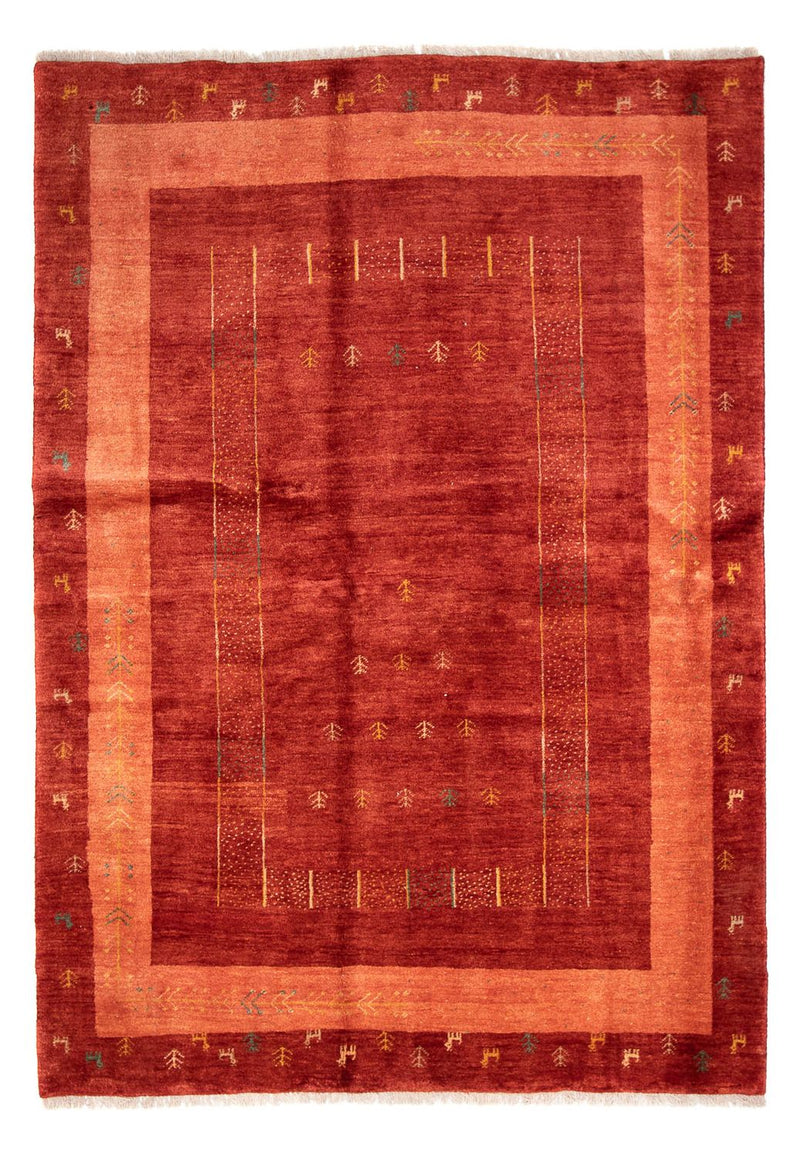 Perský Gabbeh Koberec 173x229cm - Perserteppich Wollteppich - tmavě červená
