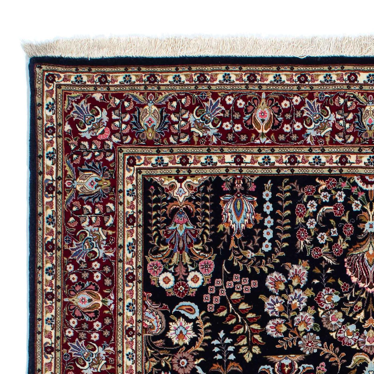 Qom Koberec 141x193cm - Perský koberec - tmavě modrá