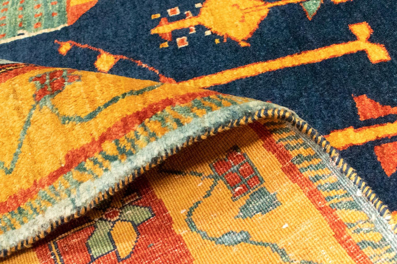 Gabbeh Koberec - Loribaft Perský - 210 x 168 cm - tmavě modrá