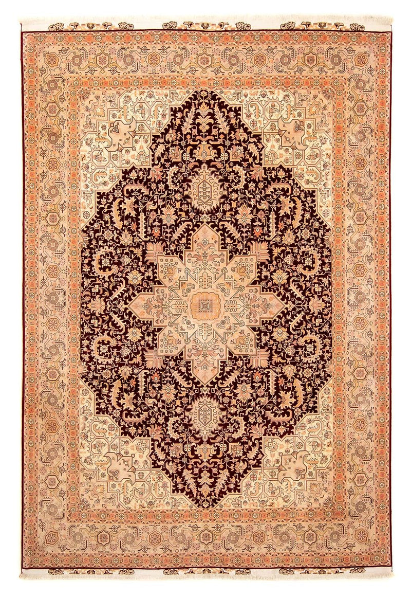 Tabriz - 50 Raj Koberec 250x356cm - Perský koberec - světle hnědá