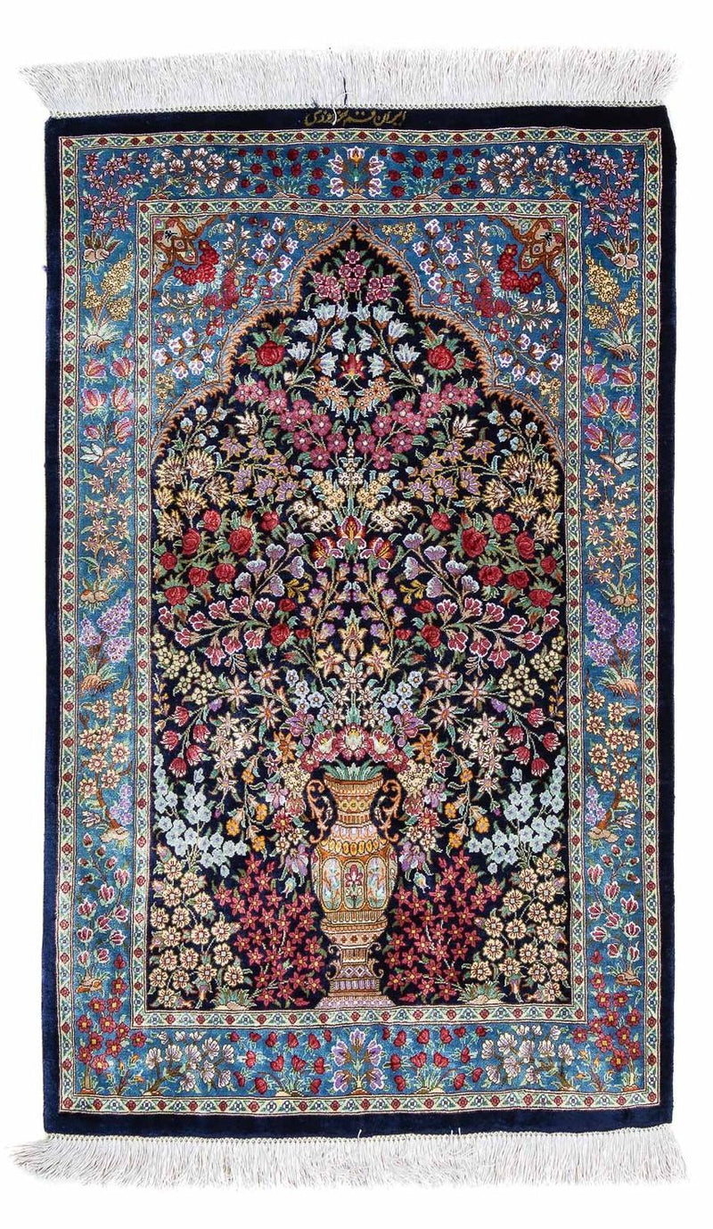 Qom Koberec 57x96cm - Perský koberec - tmavě modrá
