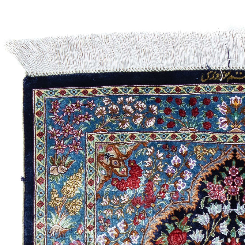 Qom Koberec 57x96cm - Perský koberec - tmavě modrá