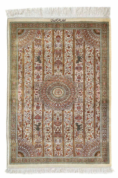 Qom Koberec 59x90cm - Perský koberec - béžová