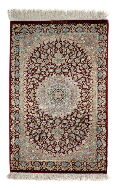 Qom Koberec 57x88cm - Perský koberec - tmavě červená