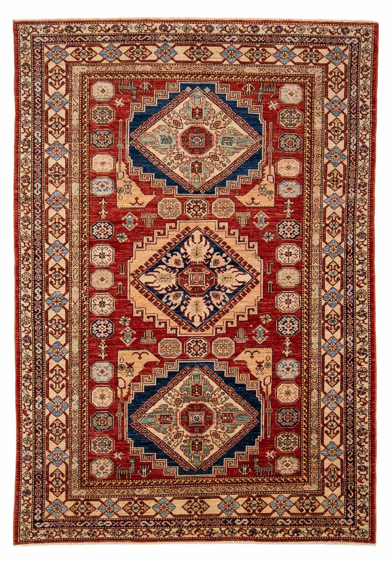 Kazak Koberec 167x242cm - Orientální koberec - tmavě červená