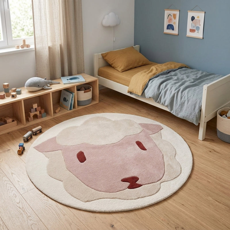 Ovečka Dětský koberec Kulatý